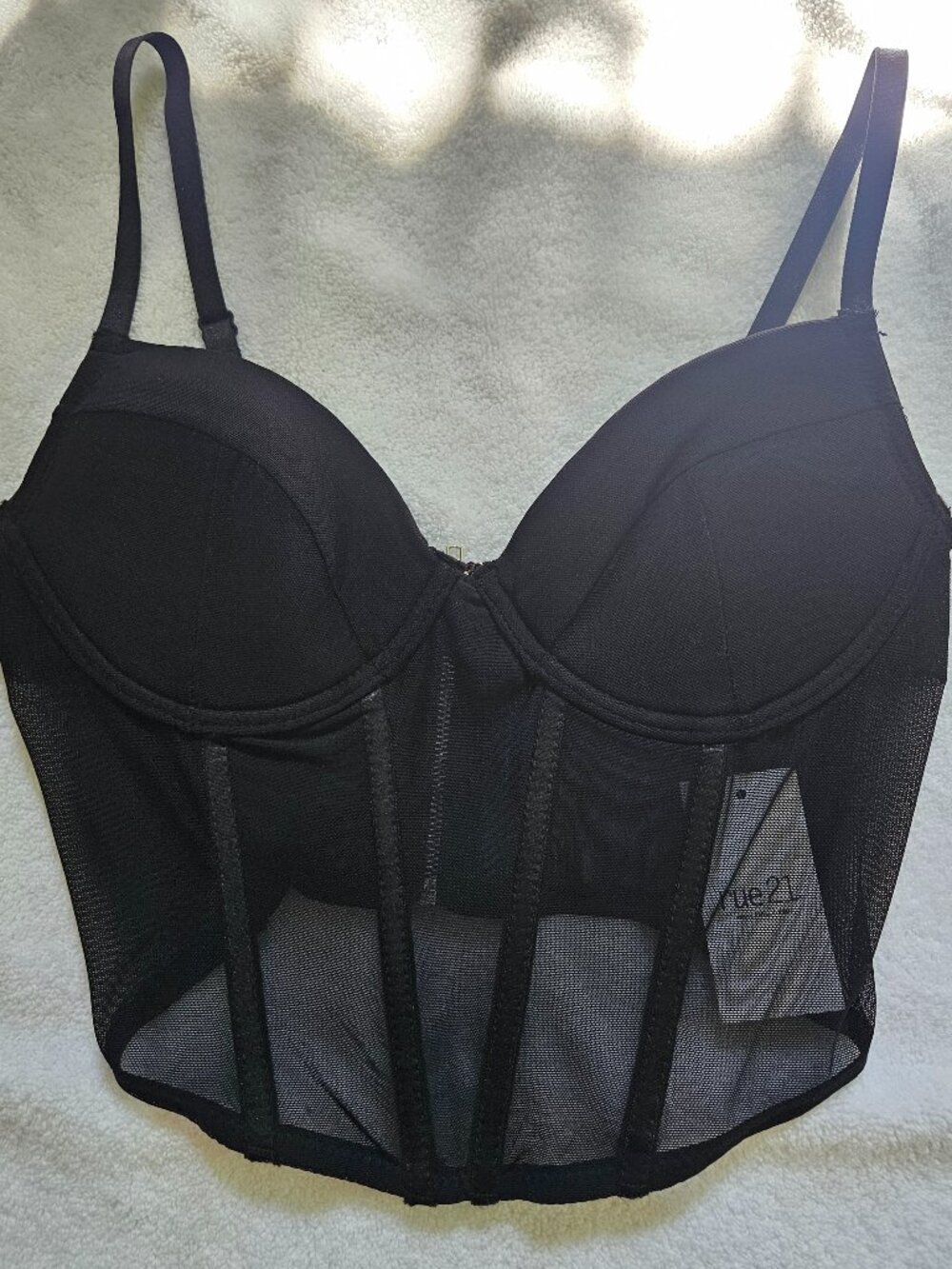 NWT Rue21 sheer mesh corset crop top M